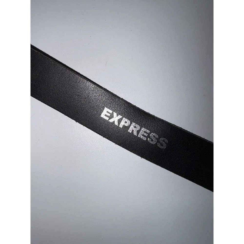 Express Black Leather Black‎ Rhinestone Buckle Cowboy Western Belt Women's Sz S